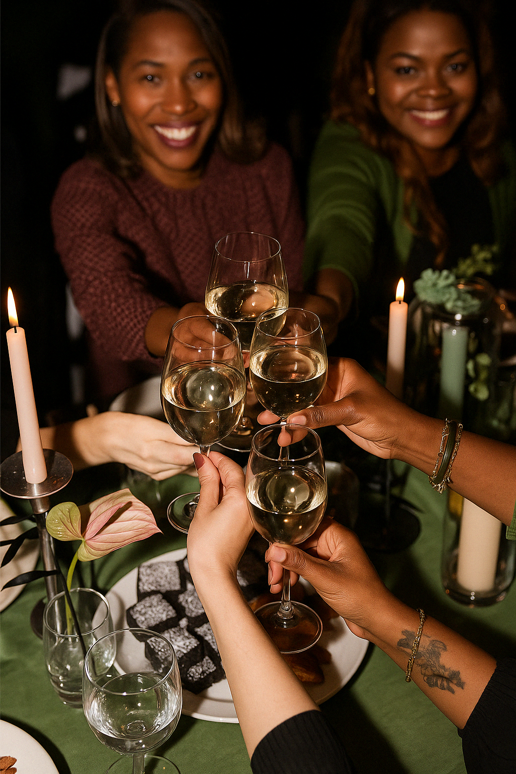 Founders sharing a meal together at a Guava Supper Club dinner